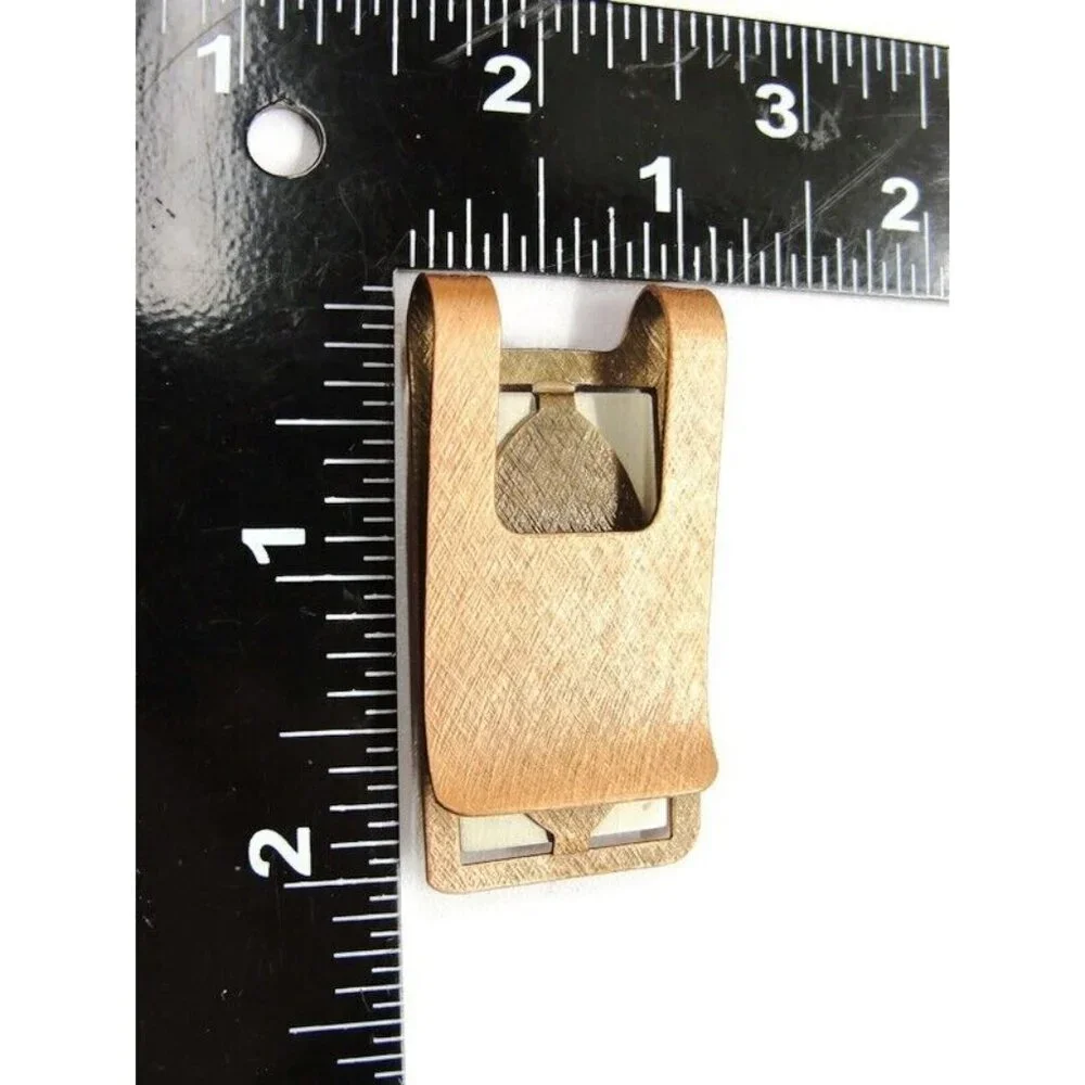 Golf Clubs Brass Tone, Copper Tone & Grey Money Clip Stainless Steel Wallet